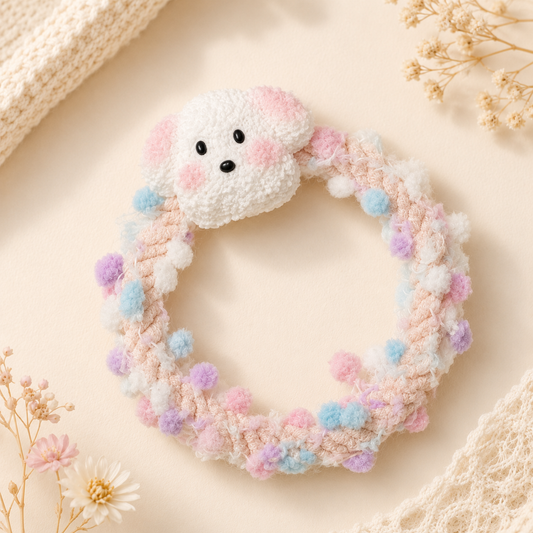 Puppy Bloom Hair Tie - Cream Beige(One Per Order)